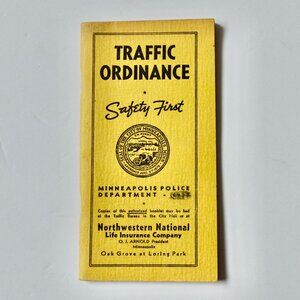 Traffic Ordinance Minneapolis Police Department 1938 Vintage